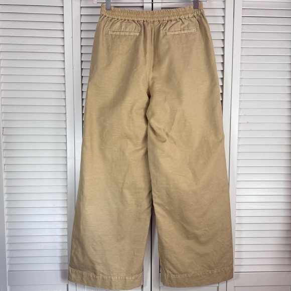 Faherty Organic Cotton Linen Canvas Trouser Chino Pants Wide Leg Safari Size 6 - Picture 4 of 9